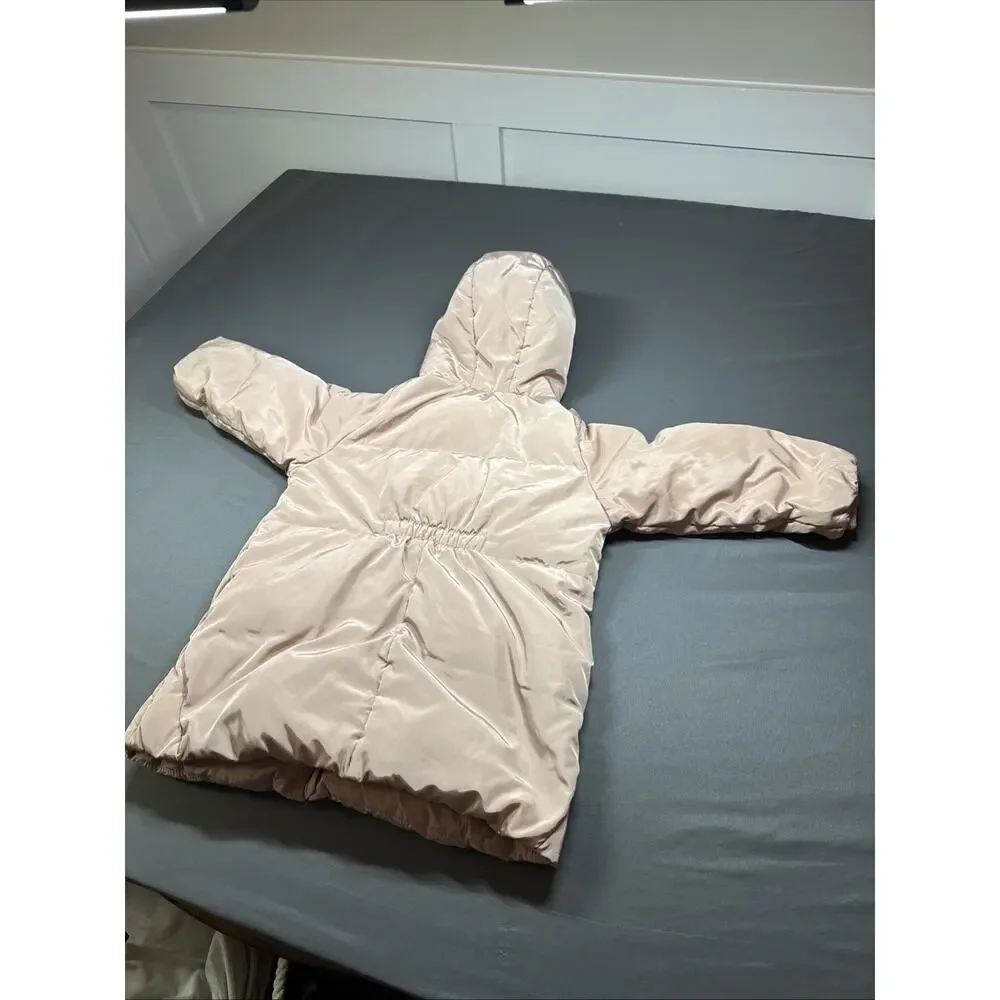 ZARA Girls Puffer Jacket Size 4-5 Years (110 cm) Light Pink Quilted Winter Coat